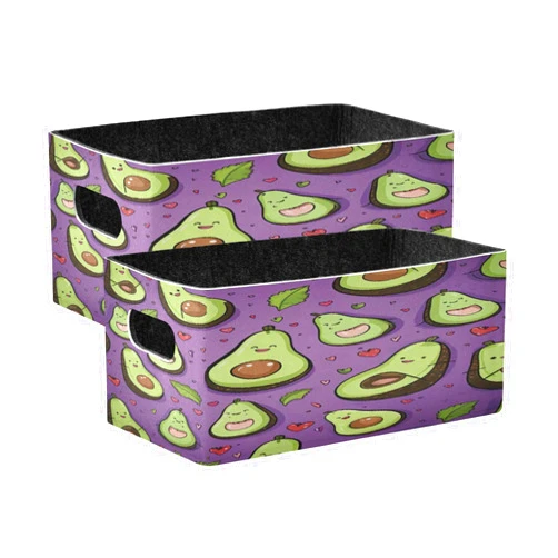 xigua Cartoon Avocado Storage Bins Set of 2,Collapsible Storage Cube Home Decor Storage Baskets Organizer for Toys Books Shelves Closet Laundry Nursery