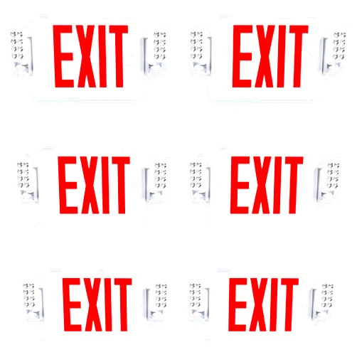 Sunco Lighting Sunco 6 Pack Red Exit Signs With Emergency Lights, Two Adjustable LED Lights, 94V-0 Fire Resistant, Backup Battery, 120-277V, Wall Or Ceiling Mount, Commercial Grade Double Sided UL