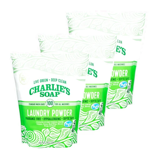 Charlie's Soap Charlie’s Soap Laundry Powder (100 Loads, 3 Pack) Hypoallergenic Deep Cleaning Washing Powder Detergent – Eco-Friendly, Safe, and Effective
