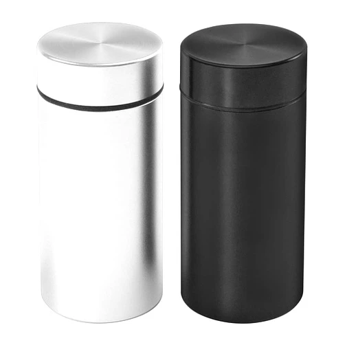 OZCHIN Aluminum Storage Jar Portable Airtight Smell Proof Container Bottle Multipurpose Storage Container for Spices, Coffee & Teas 80ml (Silver&Black)