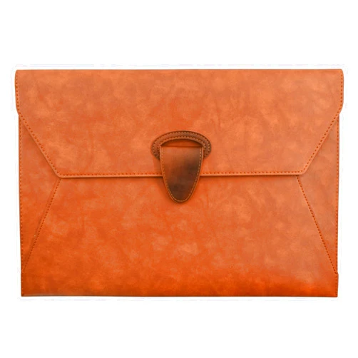VANRA PU Leather File Folder Document Organizer Holder Waterproof Filing Envelope Case with 2 Pockets, A4 Portfolio Folder with Magnetic Snap Button Closure (Brown)
