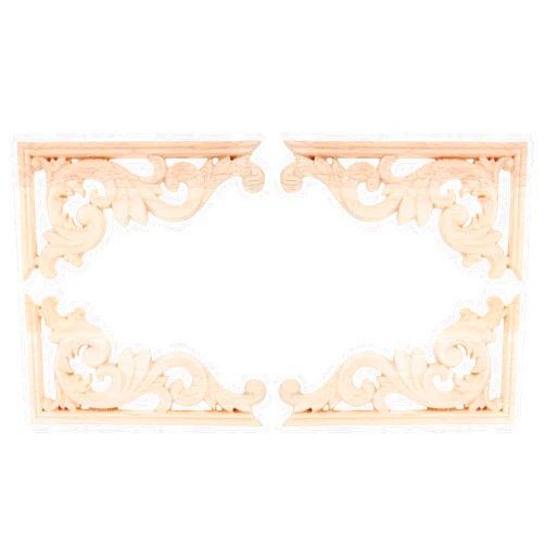 Ciieeo Corner Molding Trim 4PCS Applique Decor Carved Wood Onlay for Bed Door Cabinet Wardrobe Furniture Decoration(13 * 7cm) Window Screen Corners