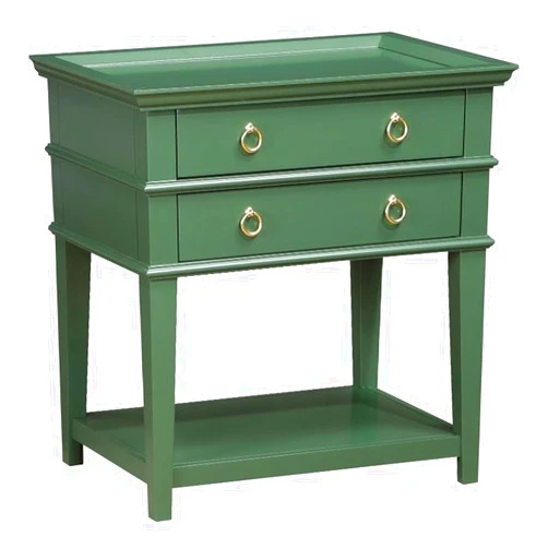 Comfort Pointe Clara Vintage Green Wood 2-Drawer Tray Top Nightstand