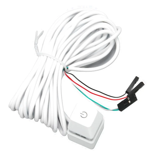 Sxhlseller PC Power Switch Convenient Mechanical Key PC Power Button, Blue Switch Backlit, Plug and Play for Office, Gaming Room and Family(White) (Colorful Light 4m)