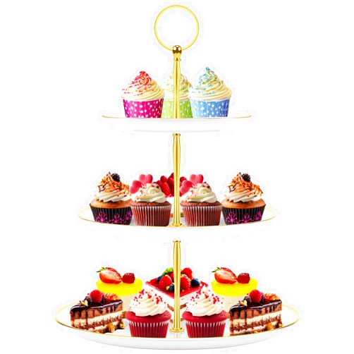 PinCute Cupcake Stand Holder - 3 Tier Cup Cake Dessert Tower, Plastic Tiered Serving Tray&Metal Rod for Birthday Party, Baby Shower and More