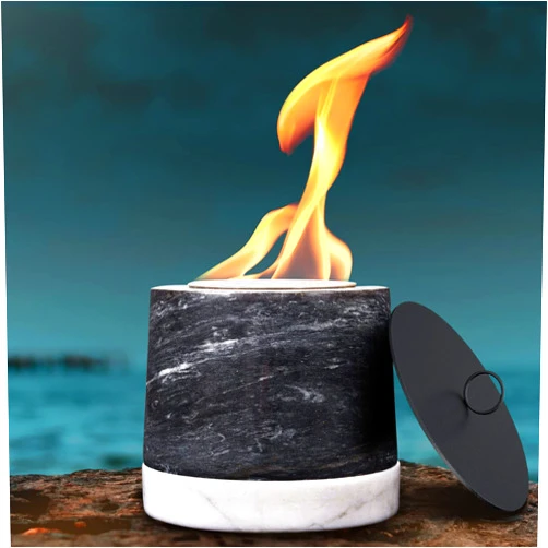 SmileBank Tabletop Fire Pit, Marble Table Top Firepit, Mini Indoor Fire Pit Clean Burning, Portable Tabletop Fireplace Fire Bowl for Smores Home Decor Outdoor Patio Balcony Backyard Garden Decor