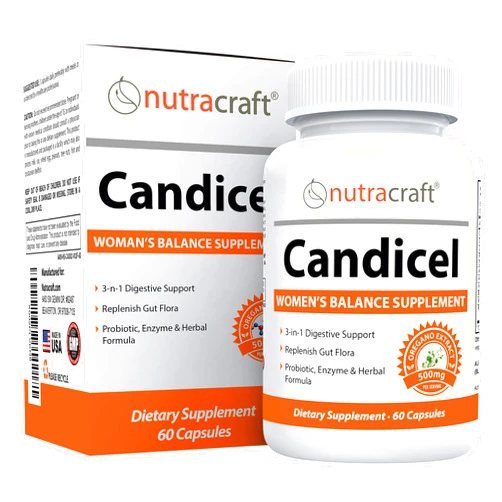 Nutracraft Candicel #1 Intestinal Flora Supplement | Caprylic Acid, Oregano, Wormwood, Black Walnut & Probiotics for Overgrowth Support | 60 Capsules (Non-GMO)