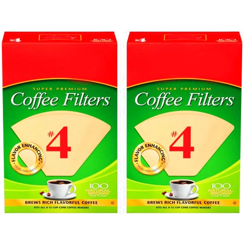 Melitta Generic Coffee Filters #4, Natural Brown, 2 Pack of 100 Filters, TRTA11