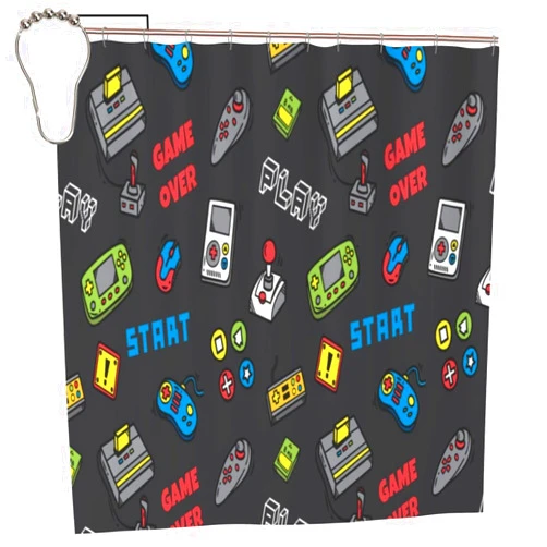 Suonity Game Gaming Gamer Waterproof Bathroom Shower Curtain, Home Hotel Bathroom Decoration Shower Curtain, Curtain.(72x72in)