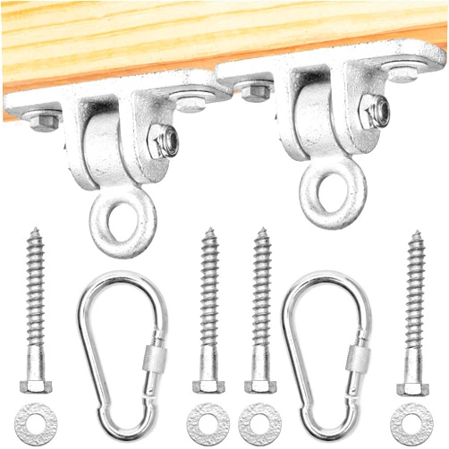 Jungle Gym Kingdom Swing Set Hangers - 2 Heavy Duty Brackets with Locking Snap Hooks for Porch, Patio, Playground - Indoor/Outdoor Hardware & Accessories