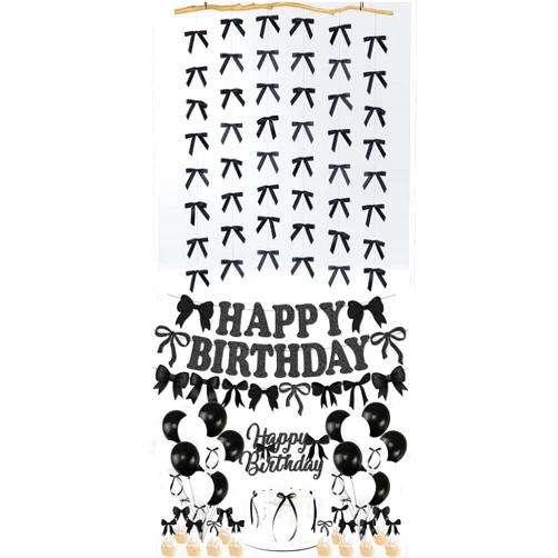 FHzytg Black Bow Birthday Party Decorations