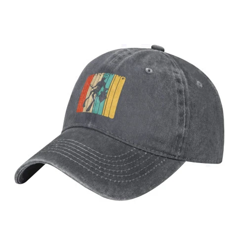 HFVXKOLU Vintage Style Spearfishing Unisex Cowboy Hat Baseball Caps Adjustable Denim Casquette Cap Hip Hop Flat Bill Hats Black