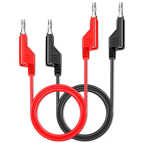 Goupchn Stackable Banana to Banana Plug Test Leads 2PCS Soft Electrical Test Cable Wire 3.3ft/1m Red Black for Multimeter 1000V 15A