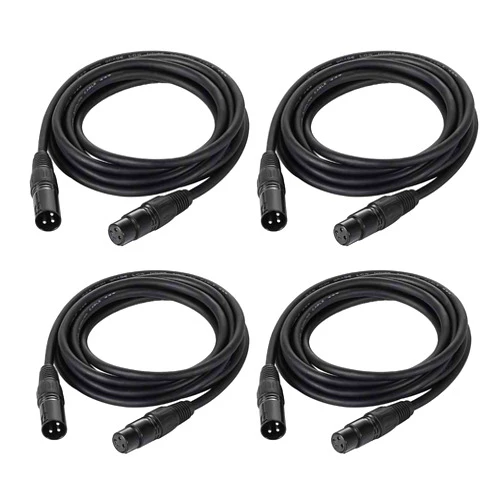 Eyeshot 10ft / 3.04m DMX Cable, 4 Packs 3 Pin DMX Cables DMX Wires, DMX512 XLR Male to Female Stage Light Signal Cable with Metal Connectors, Connection for Stage & DJ Lighting fixtures