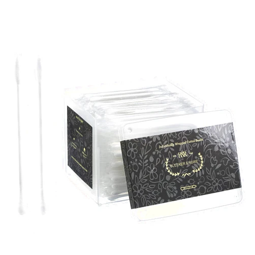 Bleeker and Röwe Pointed Q Tips Qtip Bleeker and Röwe Individually Wrapped Cotton Swabs 180 Count - Chlorine & Oil Free - Recyclable & Biodegreadable - Perfect for Travel Makeup