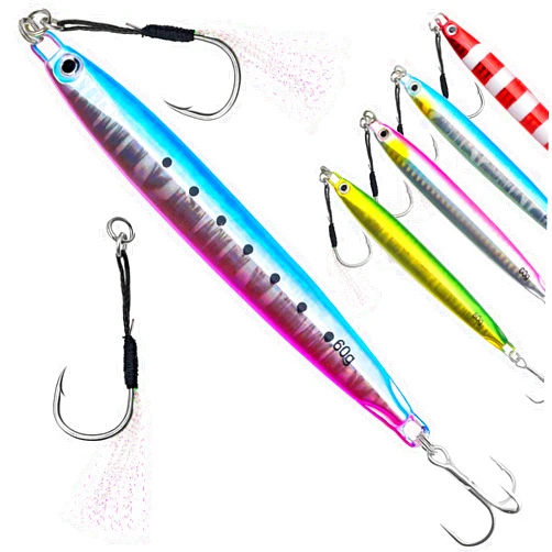 FREGITO Fishing Jigs Vertical Saltwater Jigs Vertical Jigging Spoon Fishing Tuna Lures Boat Fishing Artificial Lures for Tuna, Grouper, Dogtooth, Snapper, Bass, Salmon/60g, 80g,120g