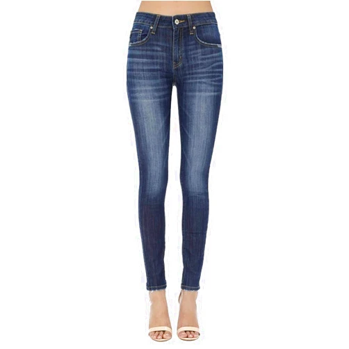 Kan Can Women's Denim-Blue Five Pocket Basic Mid Rise Super Skinny Jeans