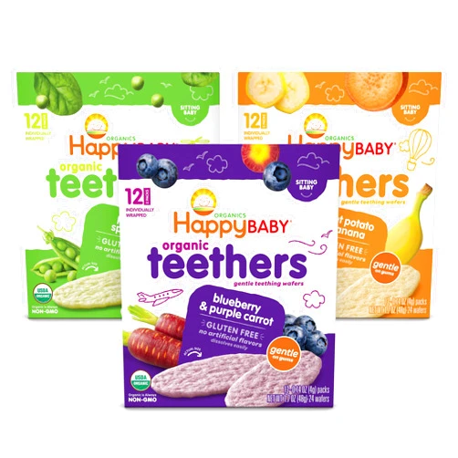 Happy Baby Organics Teether, 3 Flavor Variety Pack, 12 Count (Pack of 3)