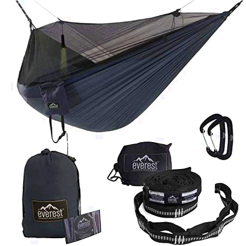 Everest Active Gear Everest Double Camping Hammock with Mosquito Net | Bug-Free Camping, Backpacking & Survival Outdoor Hammock Tent | Reversible, Integrated, Lightweight, Ripstop Nylon