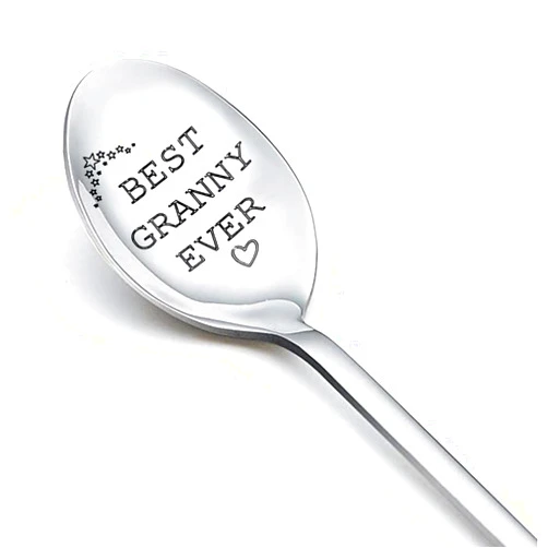 Xiyantiji Granny Gifts for Grandma Coffee Spoon from Grandkids Grandmother Mothers Day Christmas Gifts for Nana Grandma Engraved Spoons Birthday Stocking Stuffers for Women Granny from Granddaughter Grandson