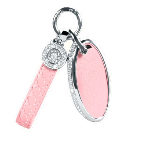 SHANGHONG Compatible with Nissan Key Fob Cover with Keychain, Rhinestones Pink Key Fob Case Shell Fit for Altima Maxima Rogue Armada Pathfinder Smart Key 3 4 5-Button