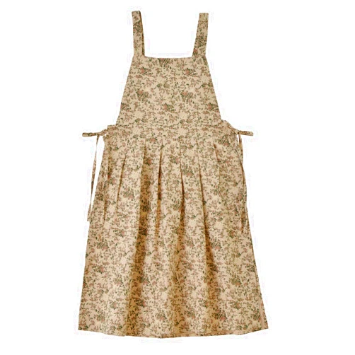 HADEEONG Cotton and Linen Kitchen Cooking Aprons Dress with Pockets, Retro Cross Back Apron for Baking Painting Cleaning