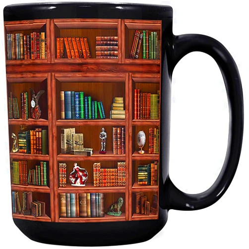2IMT Library Bookshelf Mug Gifts For Book Lovers Women - Library Coffee Mug Book Coffee Mug Book Mug Book Club Cup Bookish Items Bookworm Mug Librarian Book Lovers Gifts for Readers Writer Black 15oz