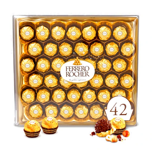 Ferrero Rocher, 42 Count, Premium Milk Chocolate Hazelnut, Chocolates for Gifting, 18.5 oz