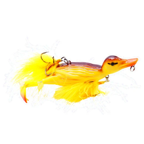 CREEYA 1piece 3D Duck Topwater Fishing Lure Yellow Duckling Floating Artificial Bait Plopping and Splashing Feet Hard Fishing Tackle Geer 12cm 28g