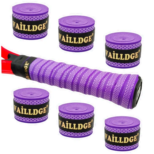Vailldge Tennis Racket Grip Tape - Pattern Dots Grip Tape Absorbs Sweat Tennis Grip Anti Slip Overgrip for Tennis Racquet Squash Racket Badminton Baseball Bat Pingpong Paddle(6 Pack Purple