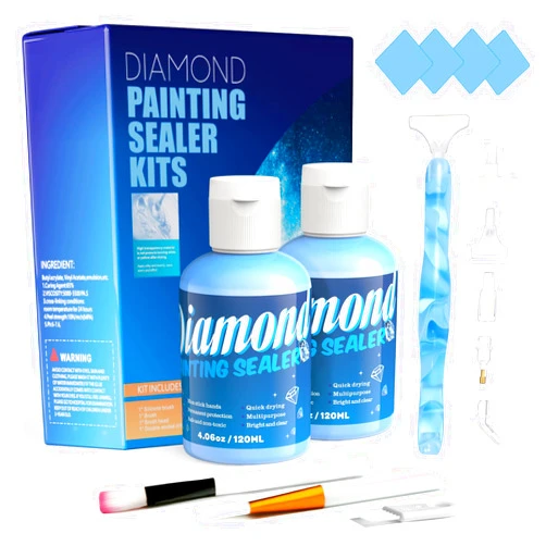 LOCDO Diamond Painting Sealer Kits - High Gloss Sealer Glue for Diamond Art, with Resin Pen Tools and Accessories, Permanent Sparkle & Shine Effect Sealer for Diamond Painting and Puzzle
