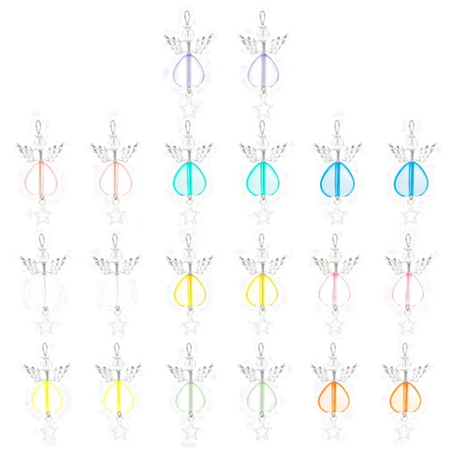 PH PandaHall 30pcs 10 Colors Angel Wing Charms, Acrylic Heart Beads Star Pendants with Antique Silver Wing Angel Fairy Wing Dangle Pendants for DIY Necklace Jewelry Keychain Making Christmas Decor