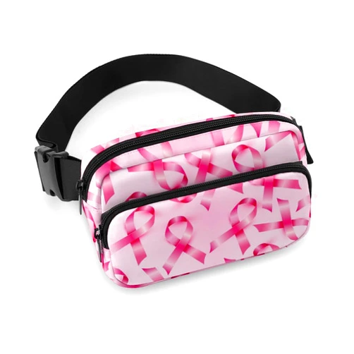 PPIKTC Fanny Pack Crossbody Belt Bag for Workout Hiking Cycling, Breast Cancer Ribbons Awareness Pink Waist Pouch for Men Women Water-resistant Hip Bum Bag with Adjustable Strap