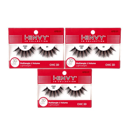 KISS i-Envy 3 Pairs False Eyelashes 3D Glam Collection Multi-angle & Volume Lashes