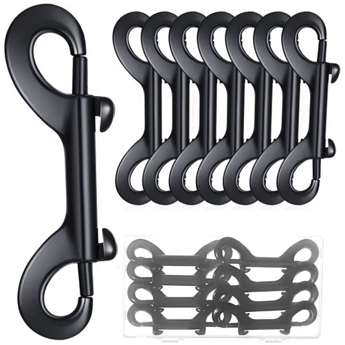 Ferraycle Double Ended Snap Hooks Bolt Snaps Heavy Zinc Alloy Multipurpose Double Sided Clips Chain Metal Clip Key Holder Black Hooks for Water Bucket Dog Leash Feed Buckets(8 Pieces,4.7 Inches)