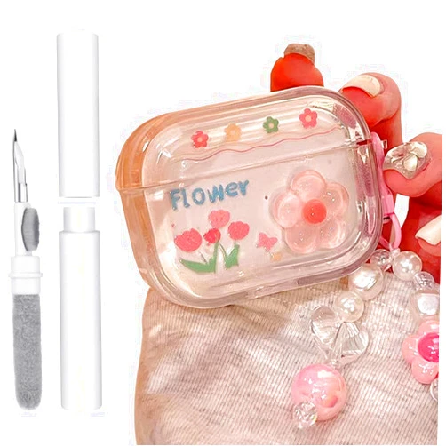 Xuyoz Compatible with Airpods 3rd Generation Case with Cleaning Kit, Cute Soft Clear Airpods 3 Case Airpod 3rd Protective Cover with Keychain Compatible with AirPods 3 Gen Charging Case 2021