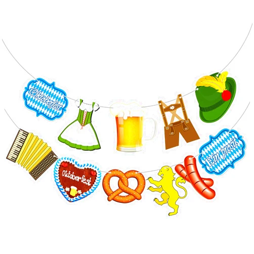 Blulu Oktoberfest Flag Banner, Bavarian German Party Bunting Garland, Multicolor, 13.78 x 7.09 inches, for Party Decorations Supplies