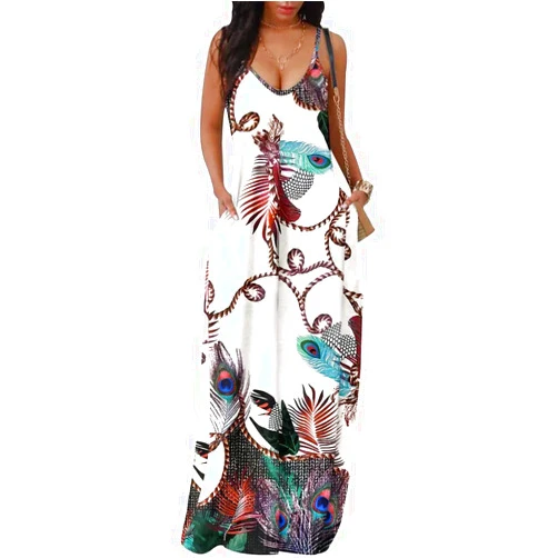 SheKiss 2024 Women's Casual Summer Floral Long Maxi Dresses Floor Length Sleeveless Plus Size Sundresses