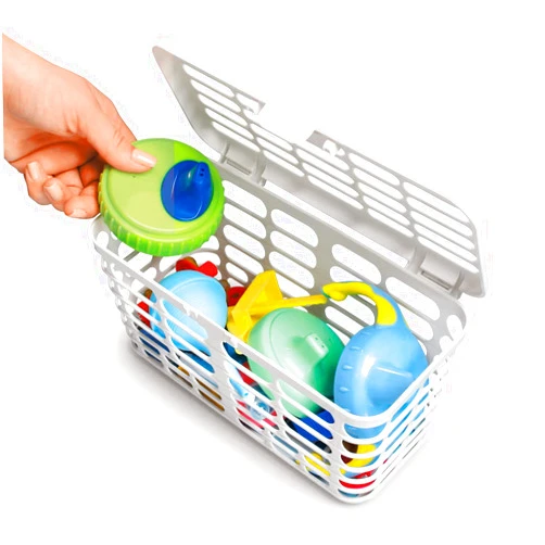 Prince Lionheart Made in USA High Capacity Dishwasher Basket for Toddler Items - Storage Basket For Toddler Bottle Parts and Accessories, 100% Recycled BPA Free Plastic Dishwasher Basket