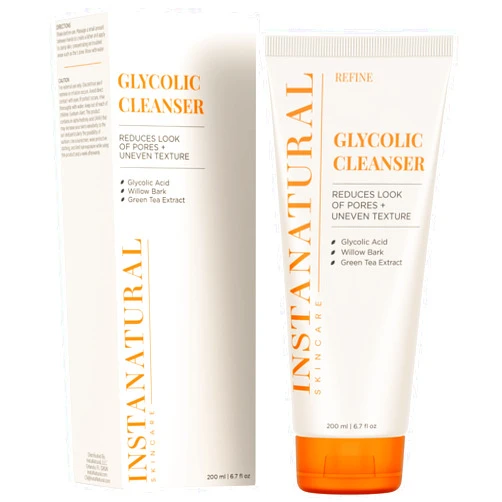 InstaNatural Glycolic Acid Cleanser Face Wash for Women & Men, Gently Exfoliating, Pore Minimizer, Anti Aging, Blackhead Remover, Acne Facial Treatment with Botanical Extracts, 6.7 Fl Oz