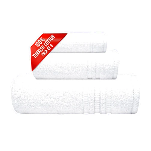 Infinitee Xclusives Luxury 3-Piece Turkish Bath Towel Set - 100% Cotton Turkish Towel - Hotel & Spa Quality (1-Bath Towel, 1-Hand Towel & 1-Washcloth)-| White |