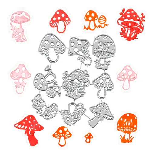 MESYGK Metal Mushrooms Agaric Swamm Spring Summer Autumn Winter Die Cuts Cutting Dies Embossing Stencils Template Mould for Card Making Decoration and DIY Scrapbooking Album