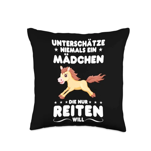 Mädchen & Pferde Geschenk EIN das nur Will Reiten Mädchen Throw Pillow, 16x16, Multicolor