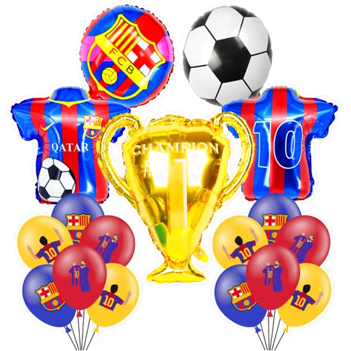 WOOACME Soccer Theme Birthday Party Decorations Include 12pcs Latex Balloon, 5pcs Foil Balloons, Barcelona Theme Balloons for Party Favors, Messi Birthday Party Supplies