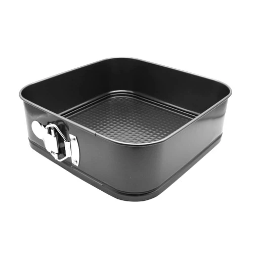 Abcsea 1 Piece Square Springform Cake Tin for Baking Non Stick, Pudding Pan, Bake Tin for Cake, Carbon Steel, 24 cm