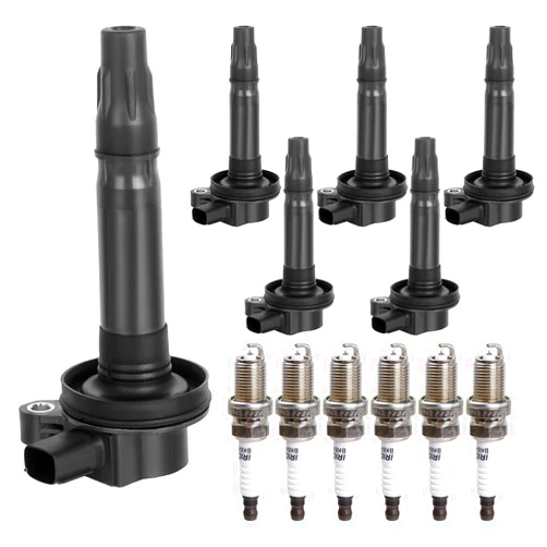 NPAUTO Ignition Coil Pack & Spark Plugs Compatible with 3.5 V6 2007 2008 2009 2010 2011 Ford Edge Fusion Taurus Flex, Lincoln MKX MKT MKZ, Mercury Sable, UF553, Set of 6