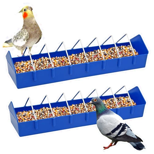 Junniu PAULOZYN Large Pigeon Feeder Rack 2PCS Food Dish Dispenser Tool Slot Container Thick for Poultry Chicken Duck Parrots Bird Supplies