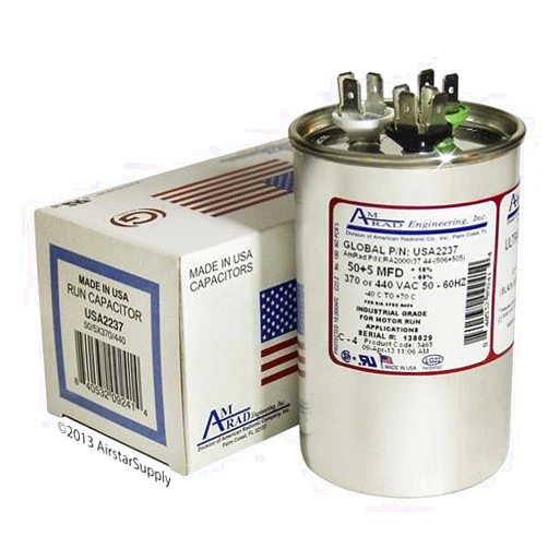 AMRAD Jard 12790 Replacement - 50 + 5 uf/Mfd 370/440 VAC AmRad Round Dual Universal Capacitor, Made in The U.S.A.