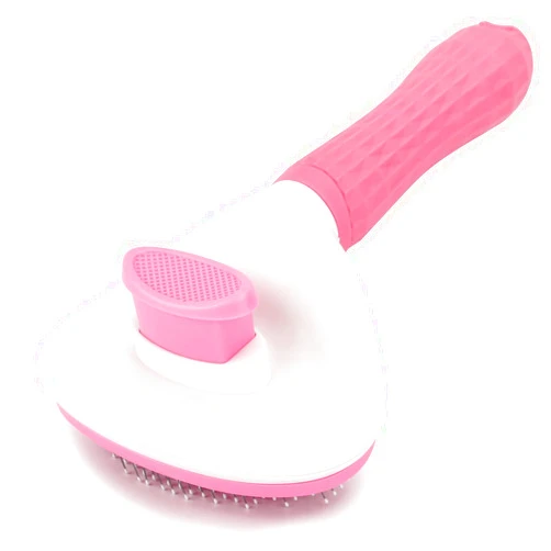 Depets Self Cleaning Slicker Brush, Dog Cat Bunny Pet Grooming Shedding Brush - Easy to Remove Loose Undercoat, Pet Massaging Tool Suitable for Pets with Long or Short Hair Pink