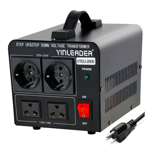 Yinleader 2000W Step Up/Down Transformer,Convert 110/120V to 220/240 Volt OR Convert 220V to 110V Voltage Converter with 2US&2 EU outlets